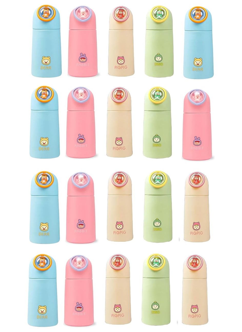 TipToe Pack of 20 Cartoon Print Thermal PP Covered Heat Proof Leak Proof Bottle Mug for Kids Travel Cup Birthday Return Gift for Kids 350 ML Multicolor