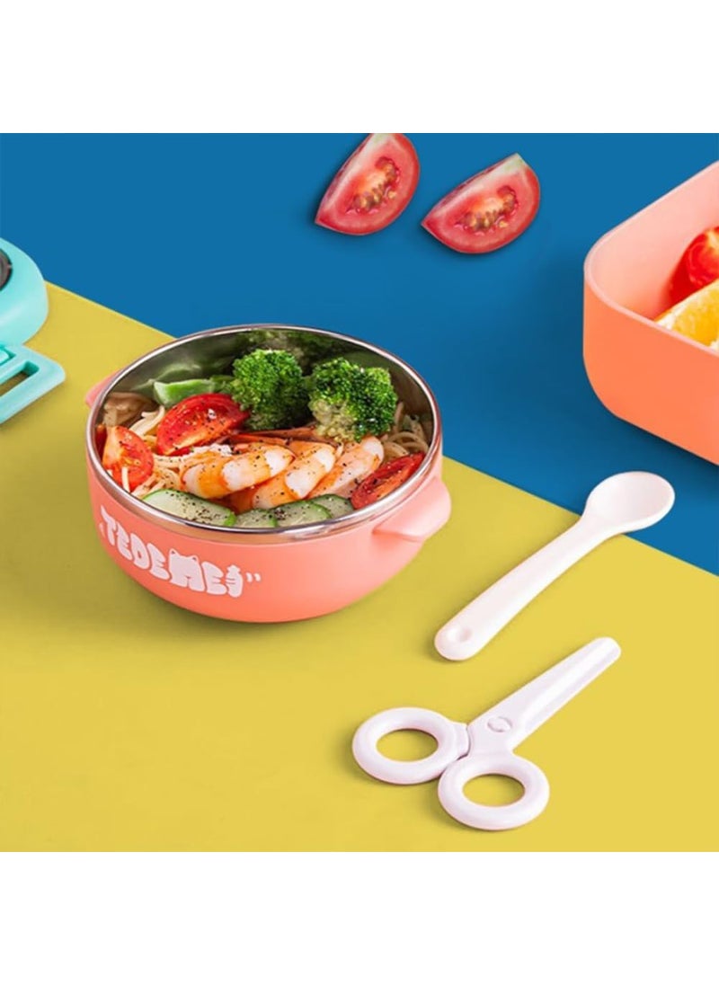FATFISH Unicorn Stainless Steel Lunch Box for Kids 500 ml AirTight Insulated Snack Box with Spoon SS304 Tiffin Box for School LeakProof Lunch Box for Dry Foods