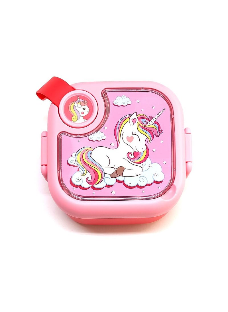 FATFISH Unicorn Stainless Steel Lunch Box for Kids 500 ml AirTight Insulated Snack Box with Spoon SS304 Tiffin Box for School LeakProof Lunch Box for Dry Foods