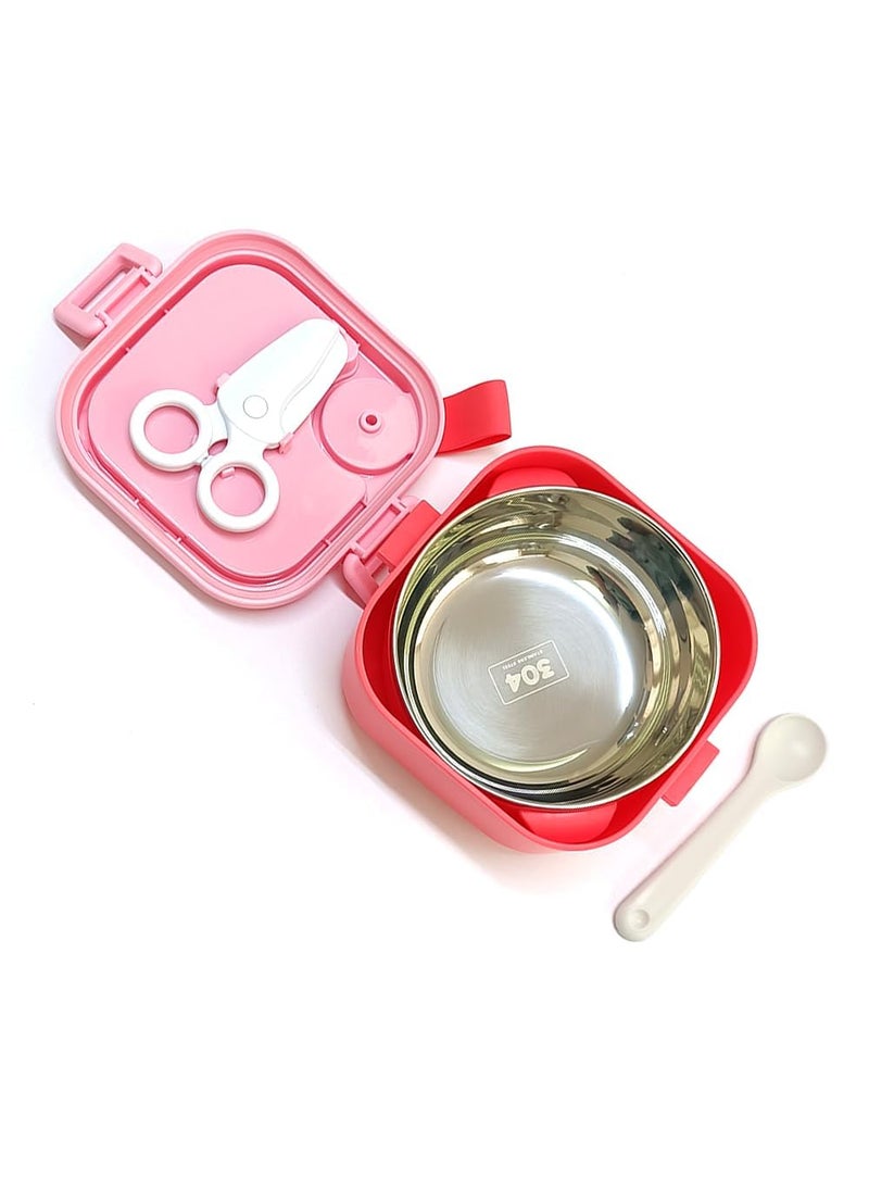 FATFISH Unicorn Stainless Steel Lunch Box for Kids 500 ml AirTight Insulated Snack Box with Spoon SS304 Tiffin Box for School LeakProof Lunch Box for Dry Foods