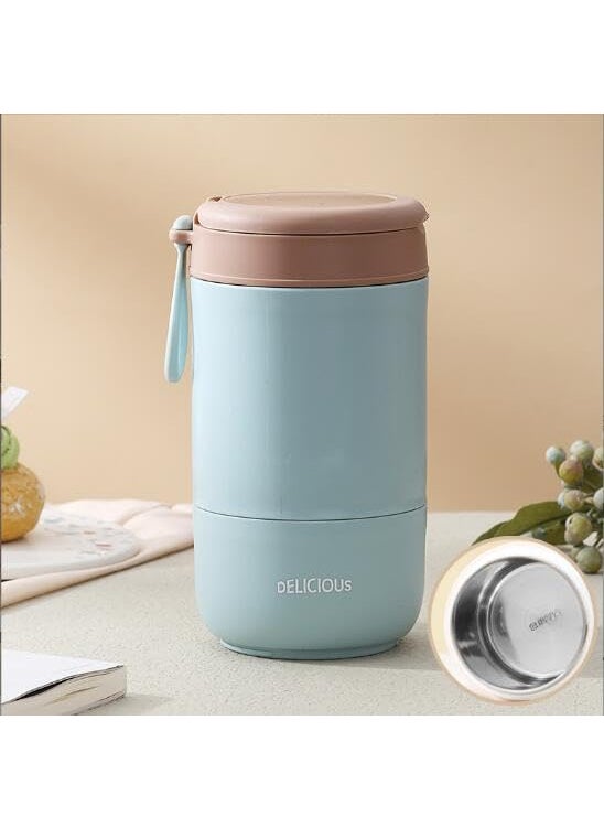 Bhaguji Ready to Go Lunch Pot Practical Cereal Cup and Container LeakProof Yogurt to Go Cup with Spoon Suitable for Refrigerator and Dishwasher Work School 730ML Blue
