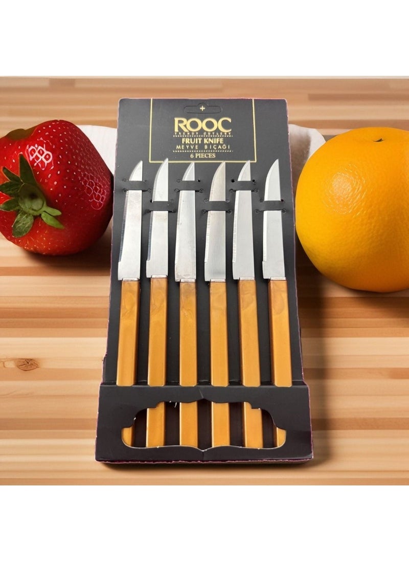 Roc Gold Color Breakfast Knife 6 Pieces Square Handle Breakfast Knife Gold Color
