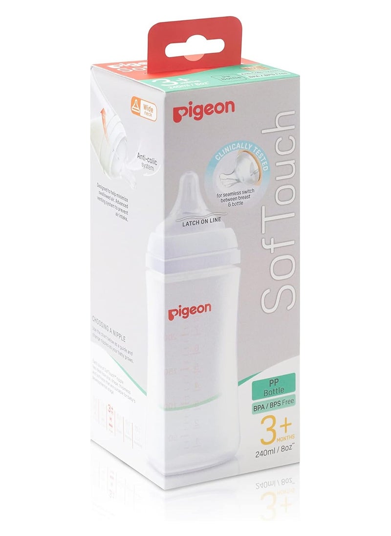 Pigeon SofTouch Gray 240ml Anti-Colic Nursing Bottle (3+ Months) - BPA free, BPS free 1 pcs