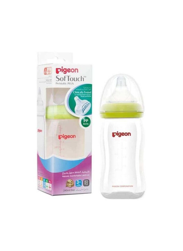 Pigeon SofTouch Green 240ml Anti-Colic Nursing Bottle (3+ Months) - BPA free, BPS free 1 pcs