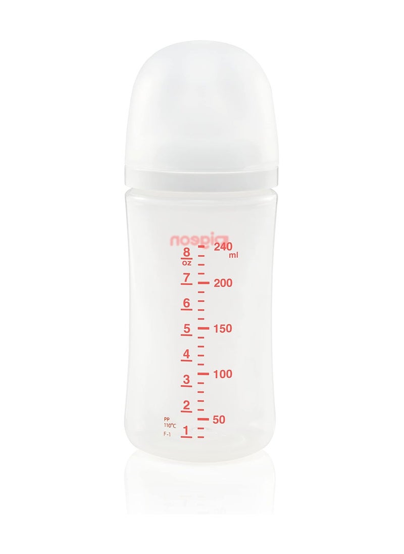 Pigeon SofTouch White 240ml Anti-Colic Medium Flow Plastic Nursing Bottle (3+ Months) - BPA free, BPS free 1 pcs