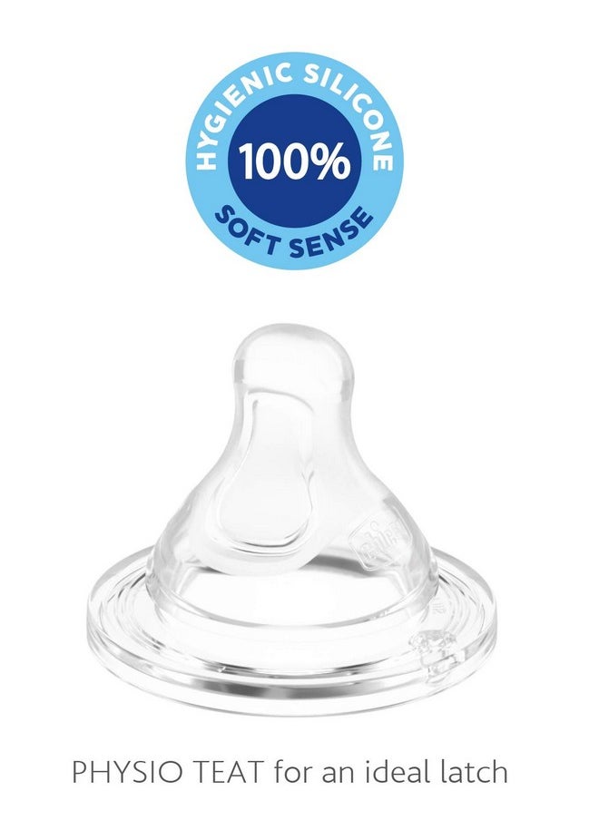 Physioteat Anti-Colic Nipple For Babies (6+ Months) Pack Of 2 | Perfect Latch Soft Sense Silicon Teat | Suitable For Wide Neck Feeding Bottles | Bpa Free