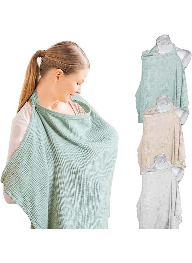 Muslin Nursing Cover for Baby Breastfeeding, Marsheepy 100% Cotton Breathable Breastfeeding Cover with Wire Hoop,Breast Feeding Cover for Mom Nursing Apron,Multi-use Carseat Canopy
