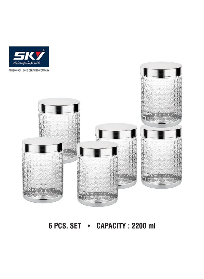 Attro Sky Hector Celebration 6 Pcs Storage Pet Container Gift Set for Kitchen 2200 ml x 6 Silver Standard
