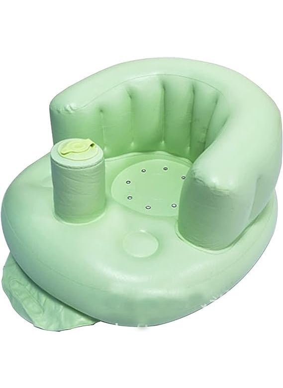 VBMSoft Baby Bath Floor SeatSofaChair with inbuilt Inflatable Pump Green Japan Soft Baby Bath
