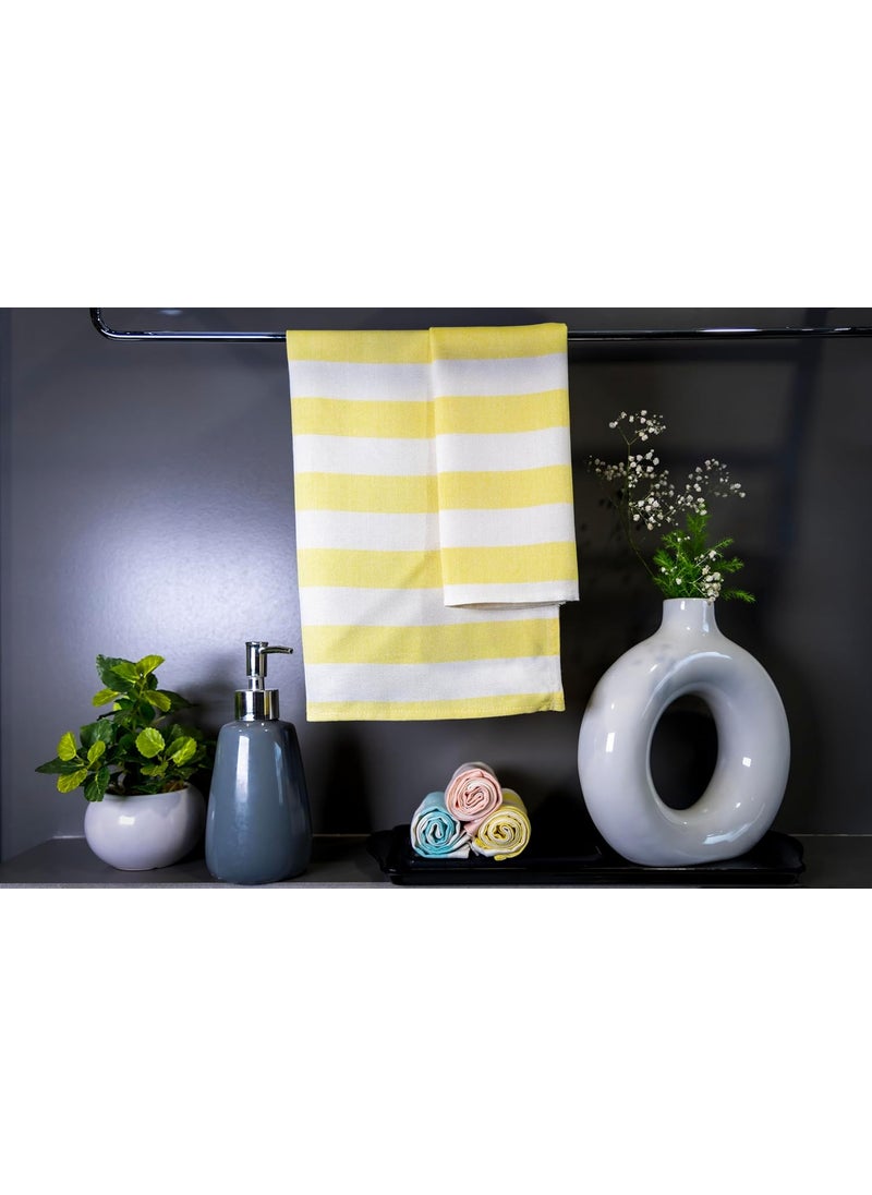 Saijal Stories Bamboo Fiber Multipurpose Towels with Pouch Baby Burp Cloth Hand and Face Towel Kitchen Dish Towel 45x38 cms Pack of 3 Peach Mint Blue Golden Yellow
