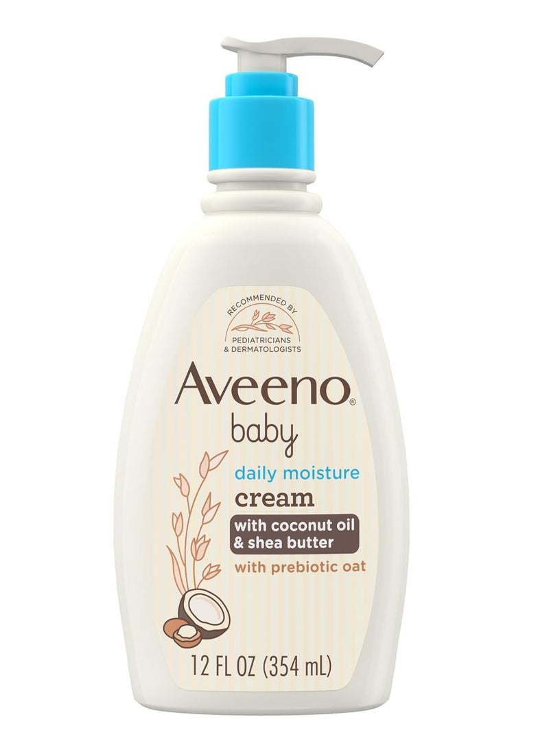 Aveeno Baby Daily Moisturizing Cream with Prebiotic Oat, Hypoallergenic Baby Lotion with Coconut Oil & Shea Butter Moisturizes Sensitive Skin for 24 Hours, Gentle Coconut Scent, 12 fl. oz