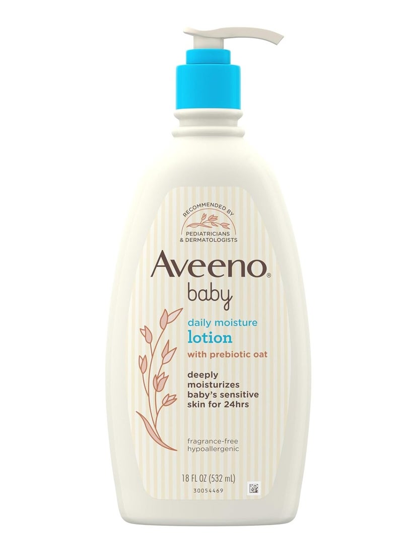 Aveeno Baby Daily Moisture Moisturizing Lotion For Delicate Skin With Natural Colloidal Oatmeal & Dimethicone, Hypoallergenic, Fragrance-, Phthalate- & Paraben-Free, 18 Fl. Oz (Package May Vary)