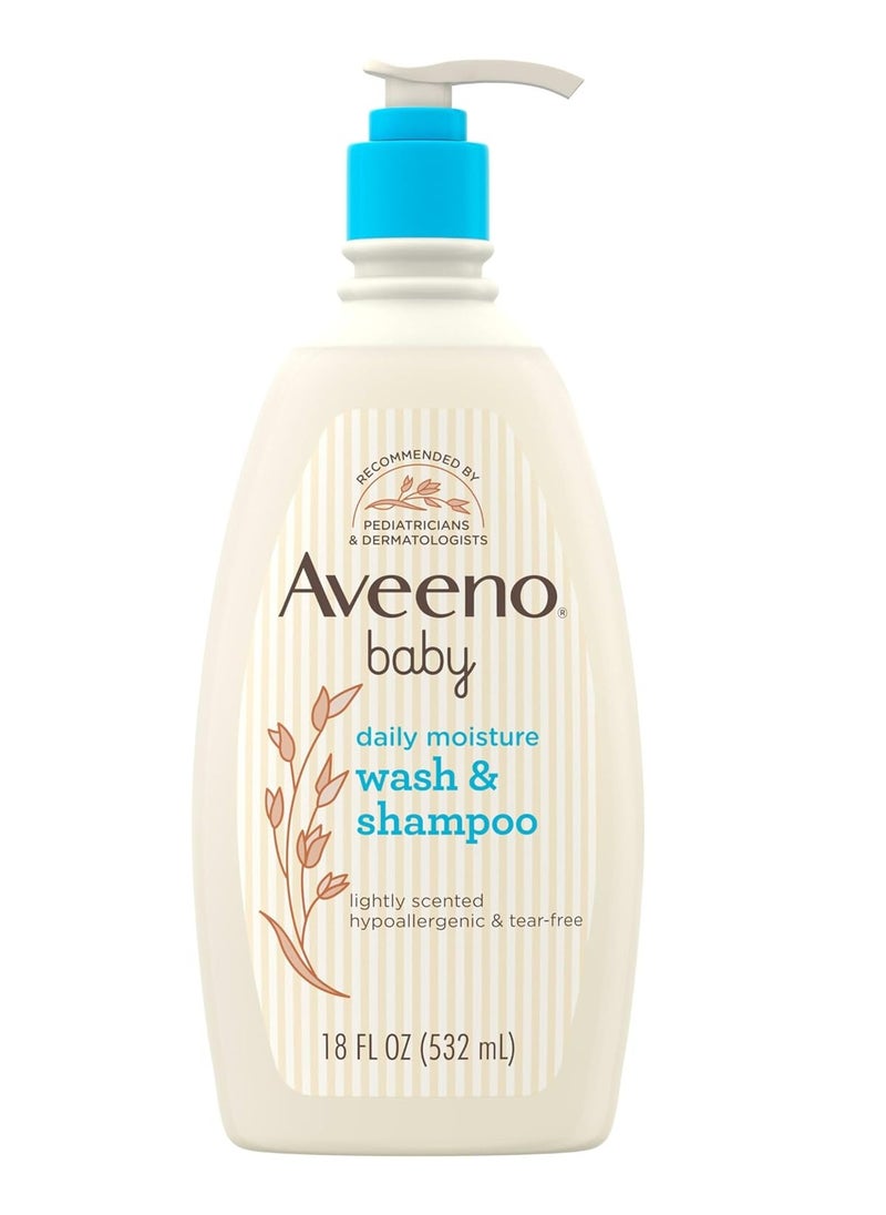 Aveeno Baby Gentle Wash & Shampoo With Natural Oat Extract, Tear-Free &, Lightly Scented, 18 Fl. Oz