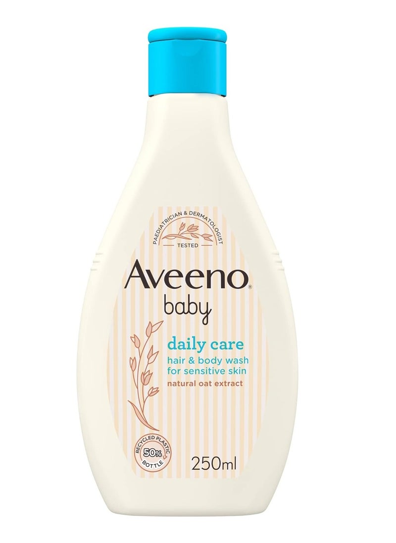 Aveeno Baby, Daily Care Hair & Body Wash, gently cleanses and nourishes from head to toe, gently fragranced, ideal for newborns, 250ml.