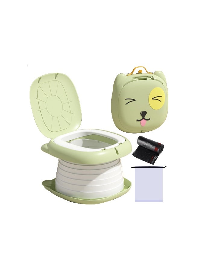 Portable Toddler Travel Potty - Foldable Toilet Training Seat for Kids, Ideal for Car, Camping, Indoor  Outdoor Use for Boys  Girls (Green)