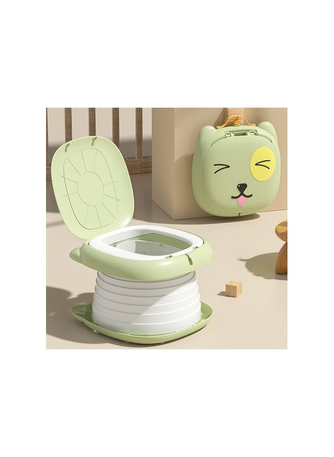 Portable Toddler Travel Potty - Foldable Toilet Training Seat for Kids, Ideal for Car, Camping, Indoor  Outdoor Use for Boys  Girls (Green)