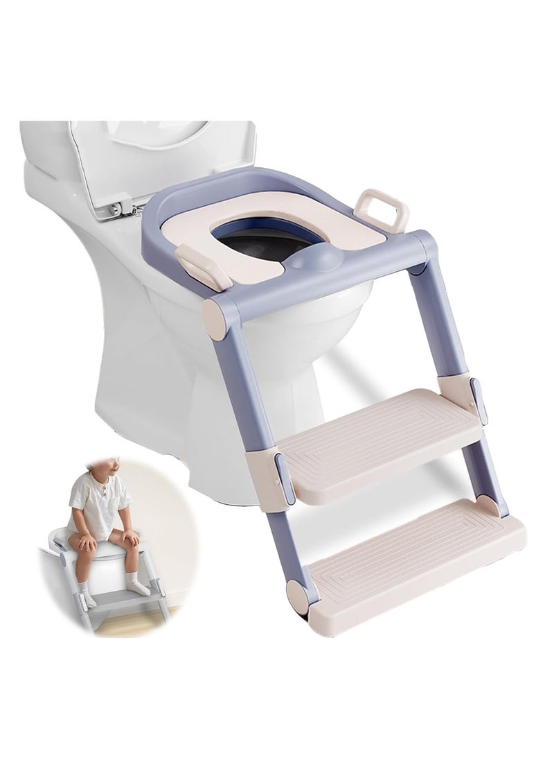 Portable Foldable Toilet Seat, Installation-Free, Adjustable Toddler Potty Seat with Step Stool for Boys and Girls, Lavender