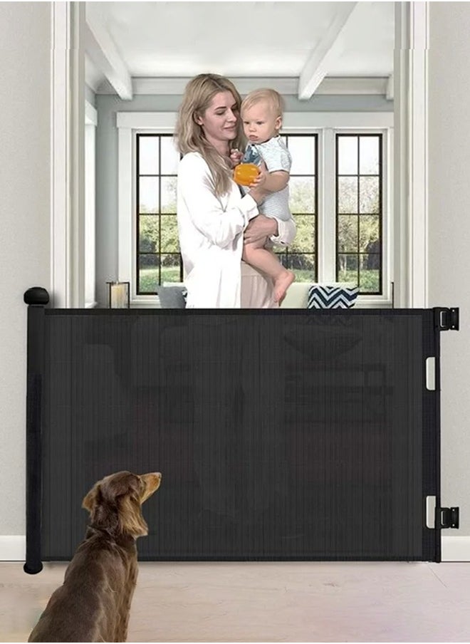 Retractable Baby Gate, Mesh Safety Gate for Babies and Pets, Extra Wide Safety Baby Gate 42 Tall  71 Wide, Pet Dog Gate for doorways, Stairs, Indoor/Outdoor (1.8M Black)