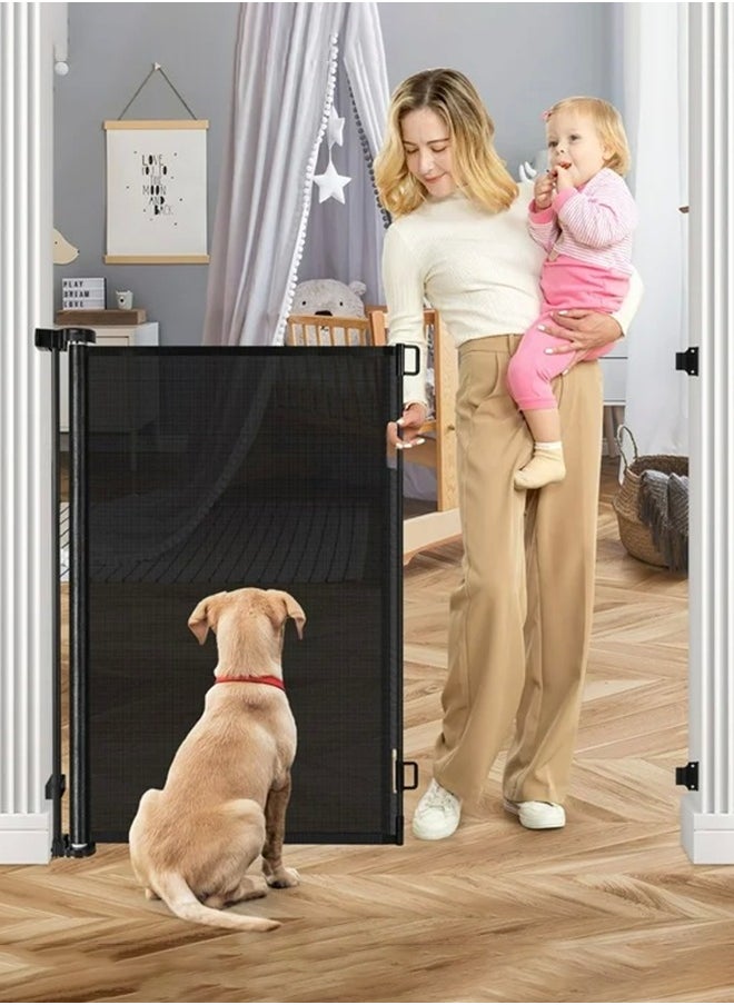 Retractable Baby Gate, Mesh Safety Gate for Babies and Pets, Extra Wide Safety Baby Gate 42 Tall  71 Wide, Pet Dog Gate for doorways, Stairs, Indoor/Outdoor (1.8M Black)
