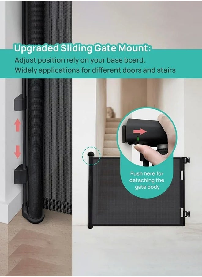 Retractable Baby Gate, Mesh Safety Gate for Babies and Pets, Extra Wide Safety Baby Gate 42 Tall  71 Wide, Pet Dog Gate for doorways, Stairs, Indoor/Outdoor (1.8M Black)