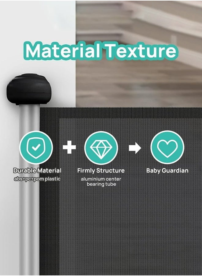 Retractable Baby Gate, Mesh Safety Gate for Babies and Pets, Extra Wide Safety Baby Gate 42 Tall  71 Wide, Pet Dog Gate for doorways, Stairs, Indoor/Outdoor (1.8M Black)