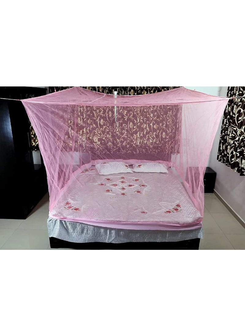 N G Products Combo Pack Mosquito Net for Double Bed Polyester Mosquito Net for Baby Bedroom Family_Size6x6 FT_ColorGreenPink