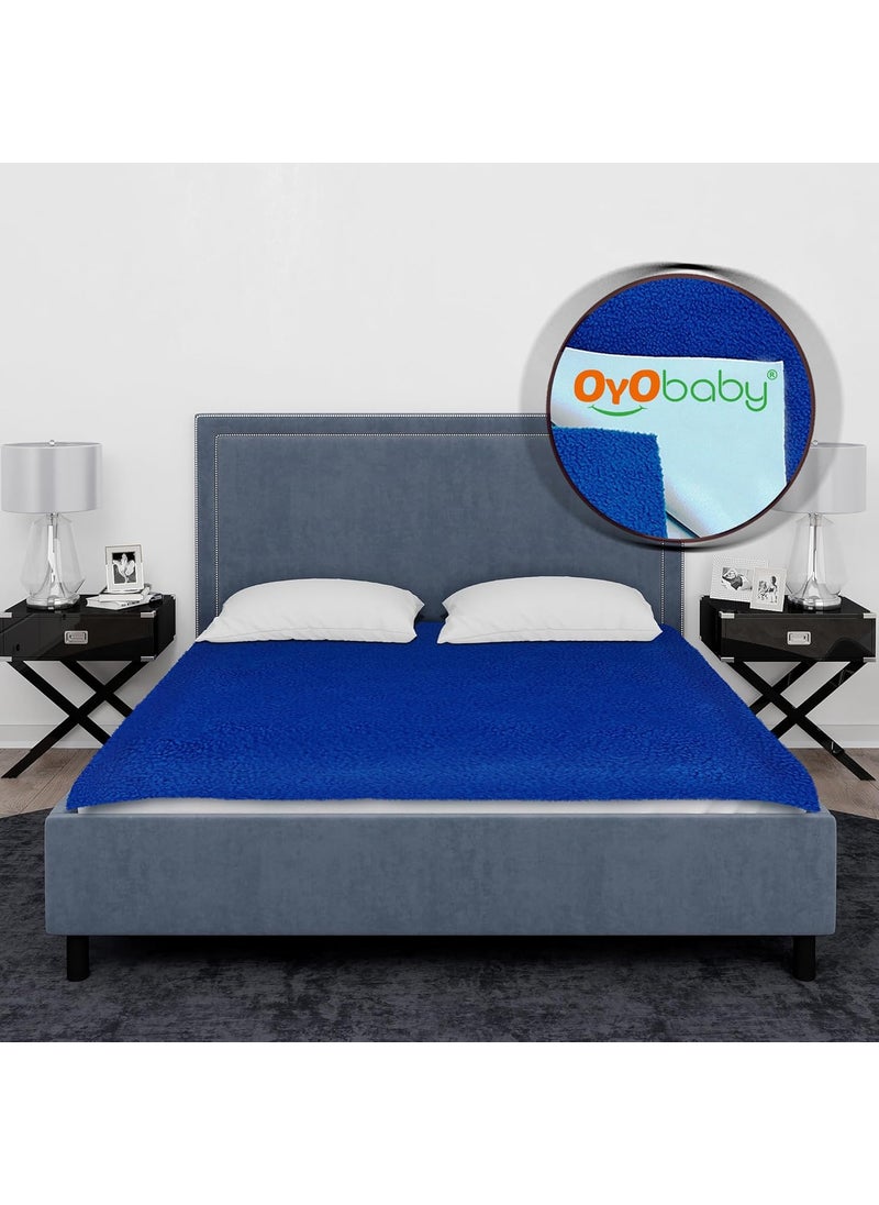 OYO Baby Bed Protector Waterproof for Baby Double Bed Size 200cm X 260cm Royal Blue