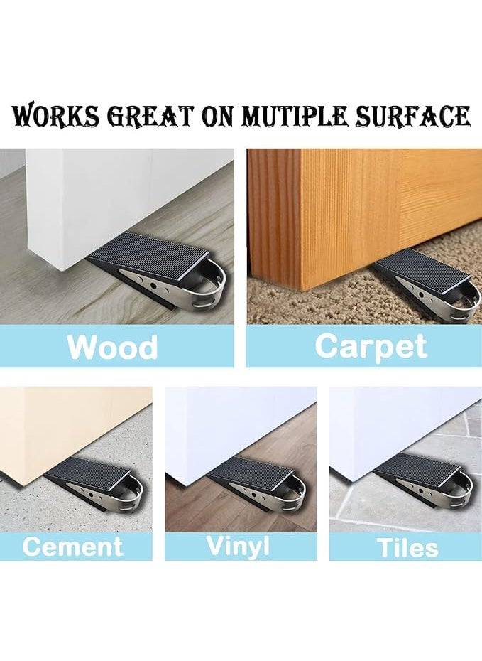 Secure Hold Door Stoppers Strong Grip on Every Floor Durable Rubber Stainless Steel Easy Storage with Hanger Pack of 1