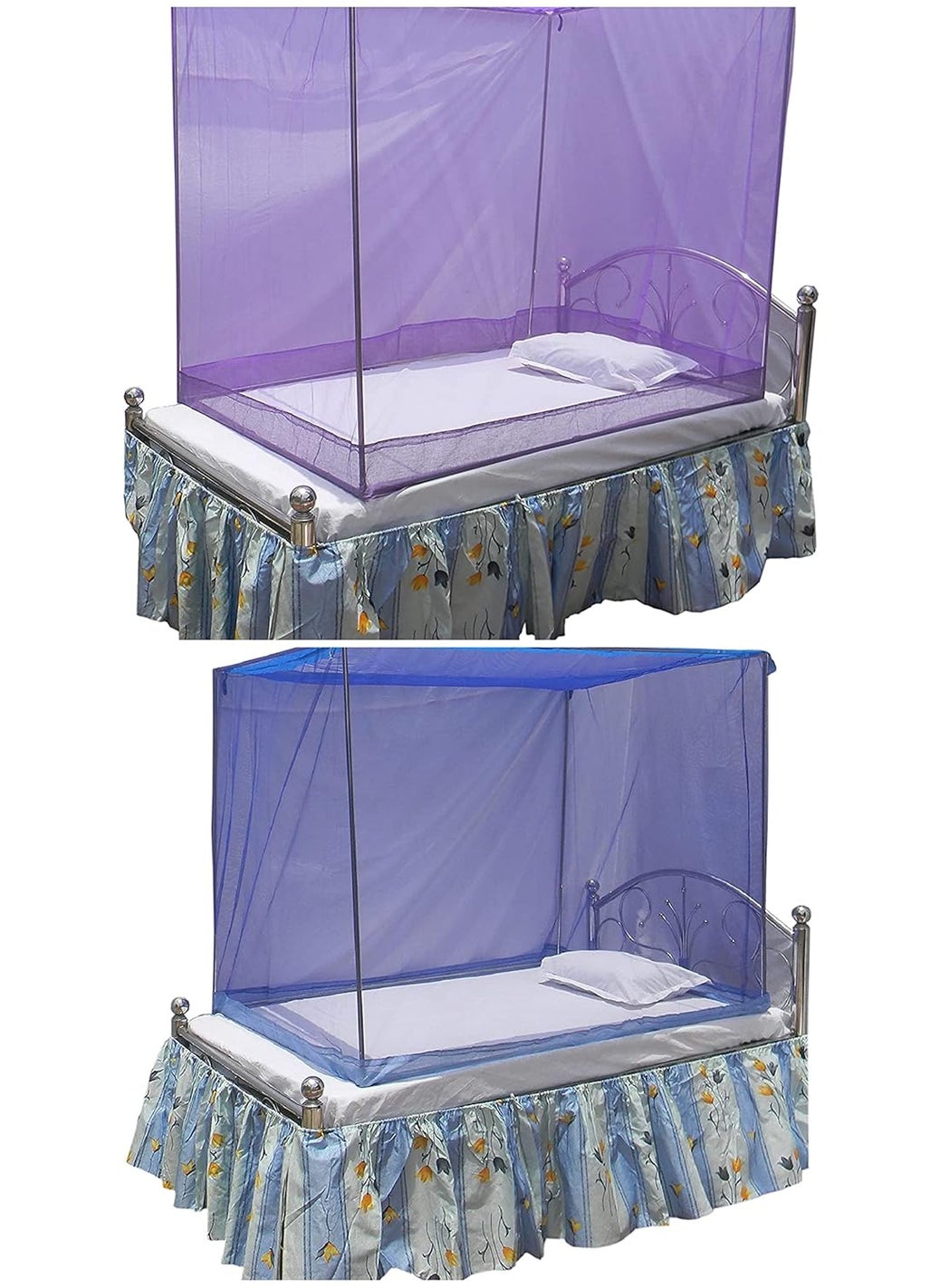 N G Products Combo Pack of 2 Mosquito Net for Single Bed Polyester Mosquito Net for Baby Bedroom Family_Size6x3 FT_ColorPurpleBlue