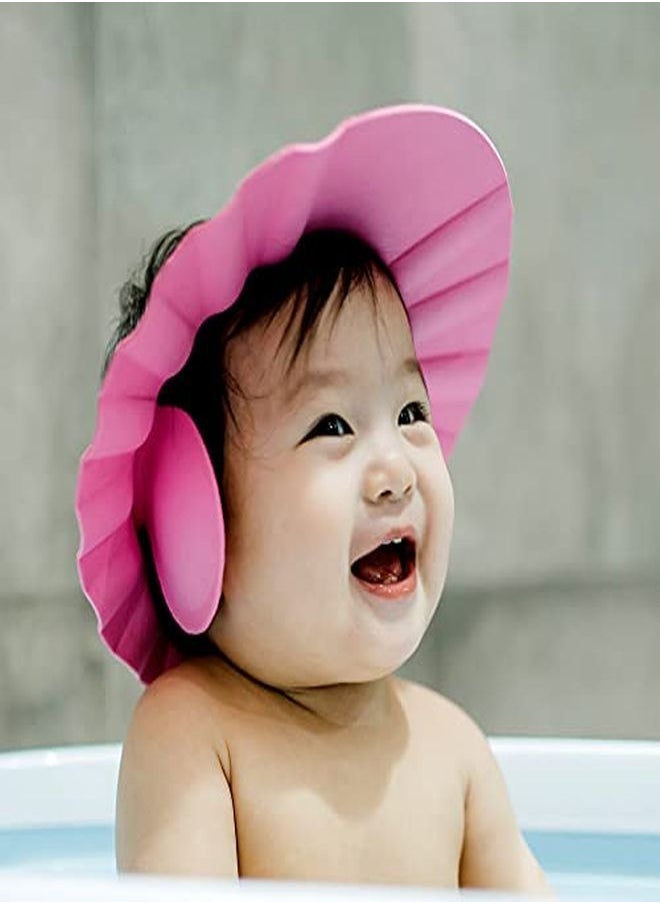 Soft Adjustable Visor Hat Safe Shampoo Shower Bathing Protection Bath Cap For Toddler Baby Kids Children (Pink)Hs38Kubmart21347