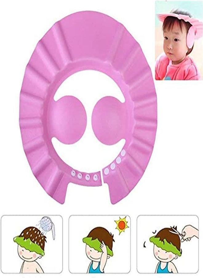Soft Adjustable Visor Hat Safe Shampoo Shower Bathing Protection Bath Cap For Toddler Baby Kids Children (Pink)Hs38Kubmart21347