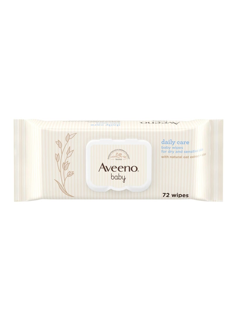 Aveeno Baby Daily Care Wipes, Unscented, White, 72 Count (Pack of 1)