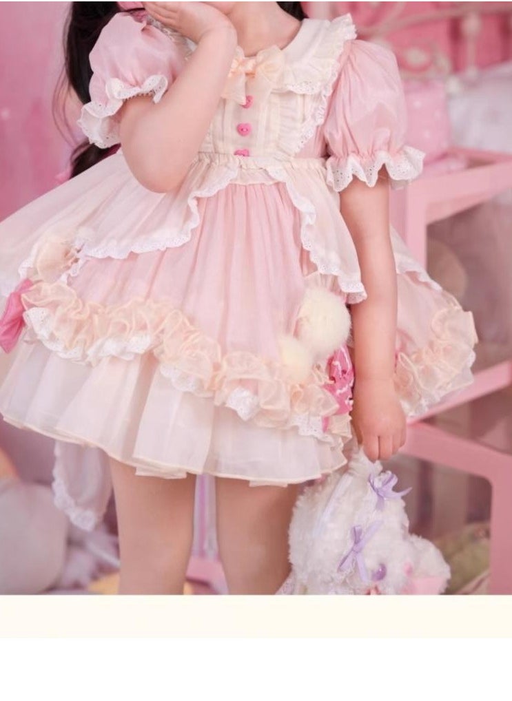 Children's Princess's Birthday Dress Performance  Puffy Dress with a Western Style