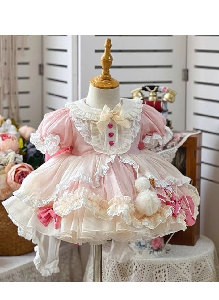 Children's Princess's Birthday Dress Performance  Puffy Dress with a Western Style