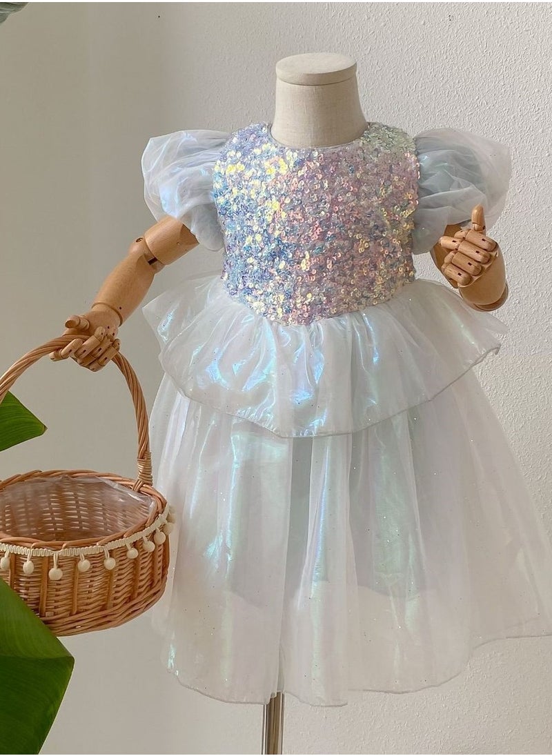 Children's Princess's Birthday Dress Performance  Puffy Dress with a Western Style
