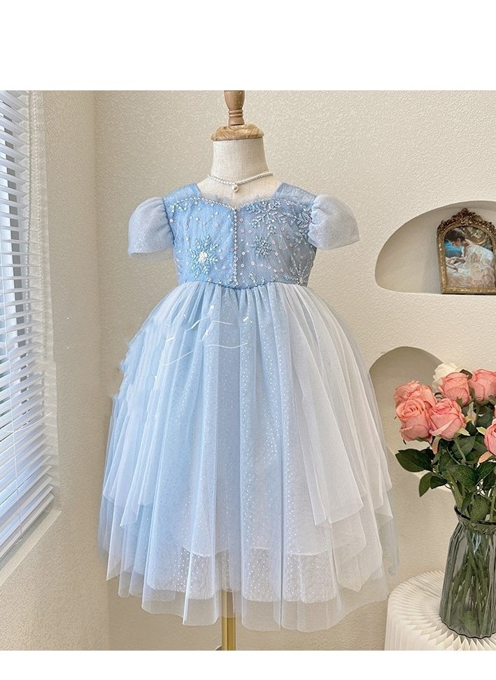 Children's Princess's Birthday Dress Performance  Puffy Dress with a Western Style