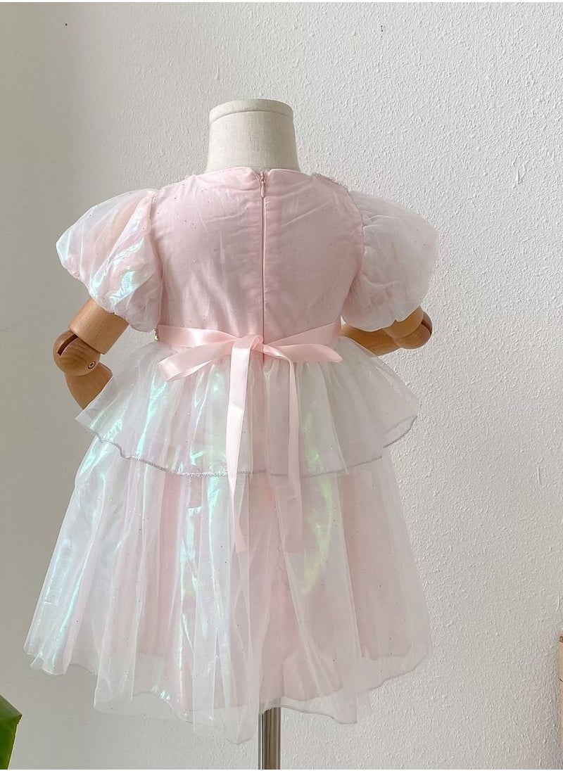 Children's Princess's Birthday Dress Performance  Puffy Dress with a Western Style