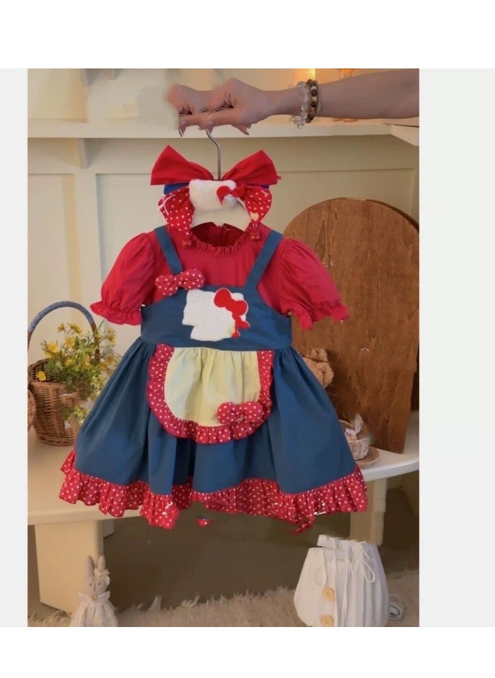 Children's Princess's Birthday Dress Performance  Puffy Dress with a Western Style