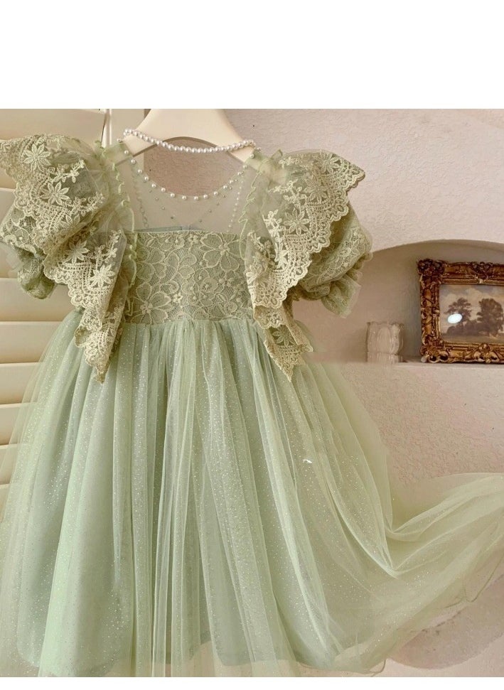 Children's Princess's Birthday Dress Performance  Puffy Dress with a Western Style