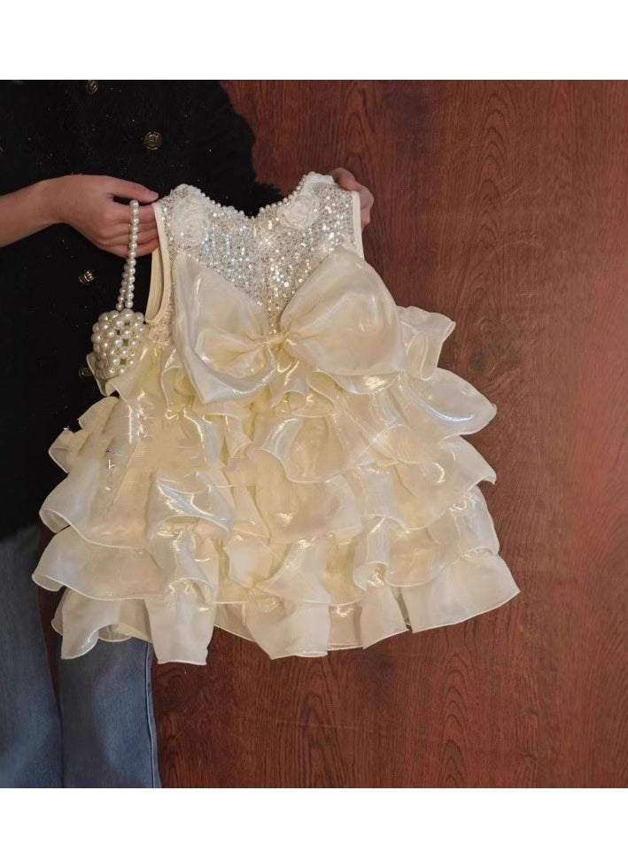 Girl's Evening Party Host Princess Dress Piano Performance Dress Birthday Dress