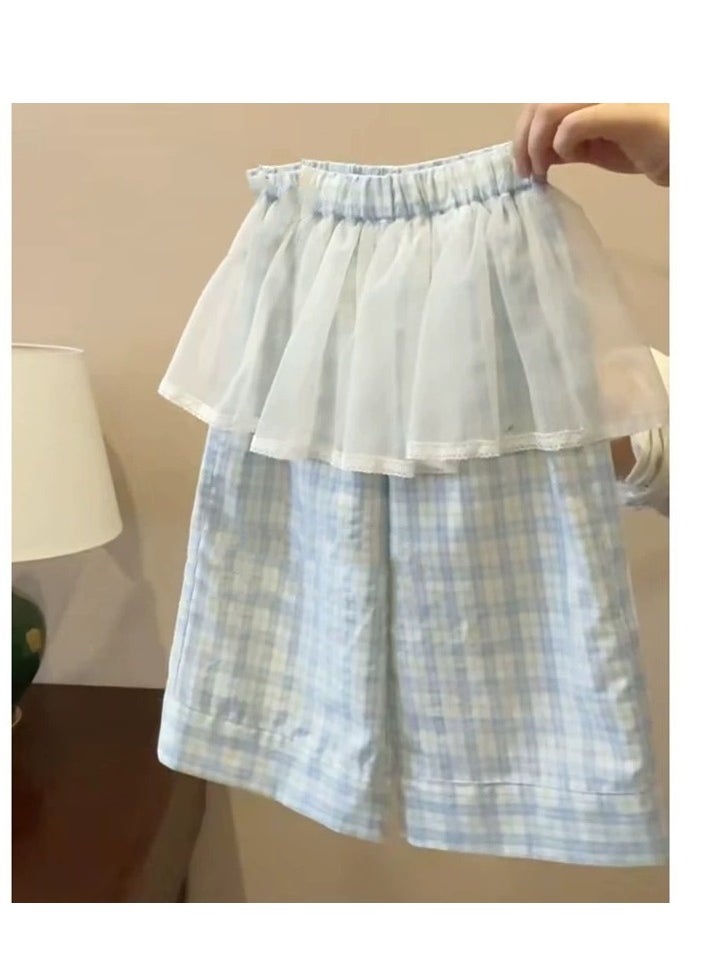 Two Piece Set Of Children's Fresh Camisole Loose Gauze Skirt And Pants