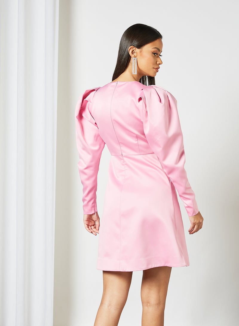 Puff Sleeve Dress Pink