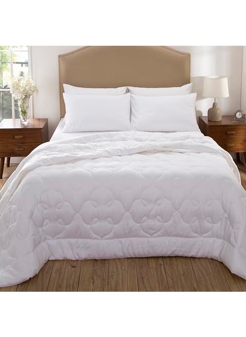 maspar Silk N SleepTencel Embossed Fabric Winter Light Weight Super Soft Plush Duvet InsertQuilt 240 x 220 CM White