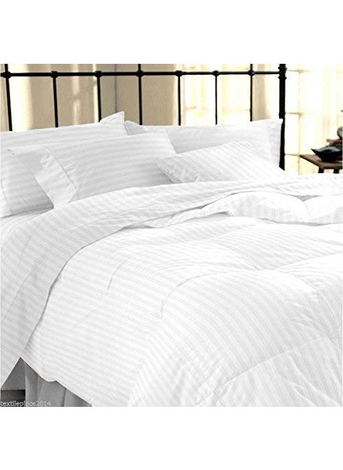 THE BEDTIME STORE Satin Stripes Glace Cotton Plain Duvet Cover II Razai Cover II Quilt Cover with Zipper 90 100 Size Double Bed