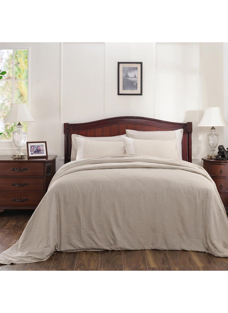 maspar Muted Dot Made with Egyptian Cotton Ultra Soft Reversible Duvet Cover with 2 Pillow Case Quilt Comforter Blanket Dohar 228 x 275 cm King Beige