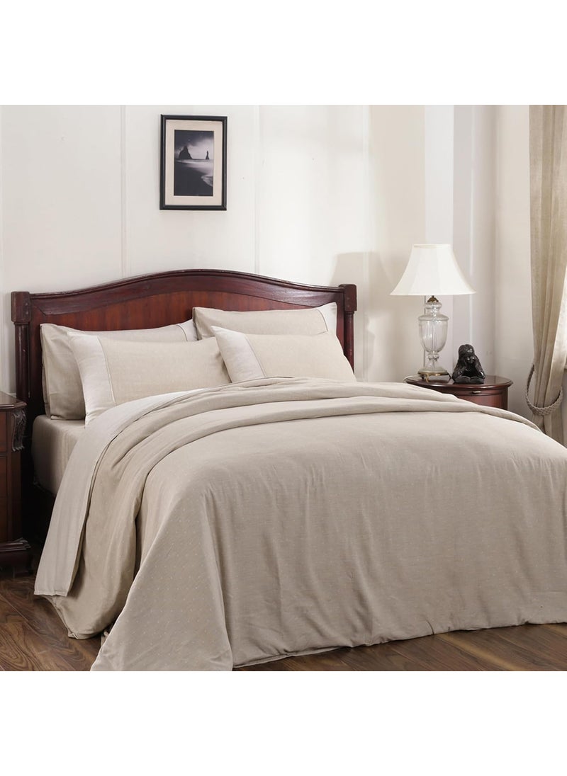 maspar Muted Dot Made with Egyptian Cotton Ultra Soft Reversible Duvet Cover with 2 Pillow Case Quilt Comforter Blanket Dohar 228 x 275 cm King Beige
