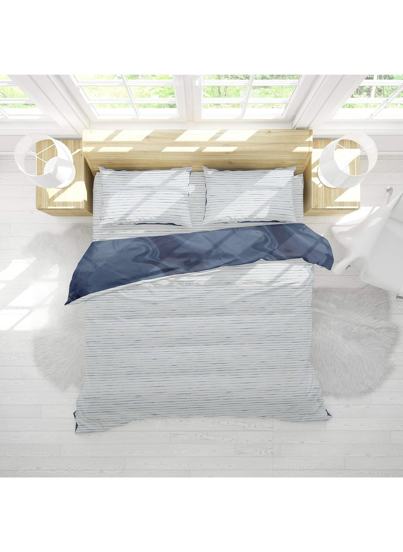 Himeya 100 Cotton Bliss Sateen Printed 1 Piece Double Duvet Cover Far Side Meridian Blue