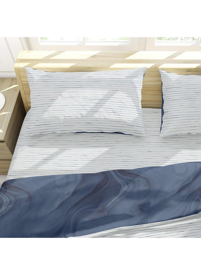 Himeya 100 Cotton Bliss Sateen Printed 1 Piece Double Duvet Cover Far Side Meridian Blue