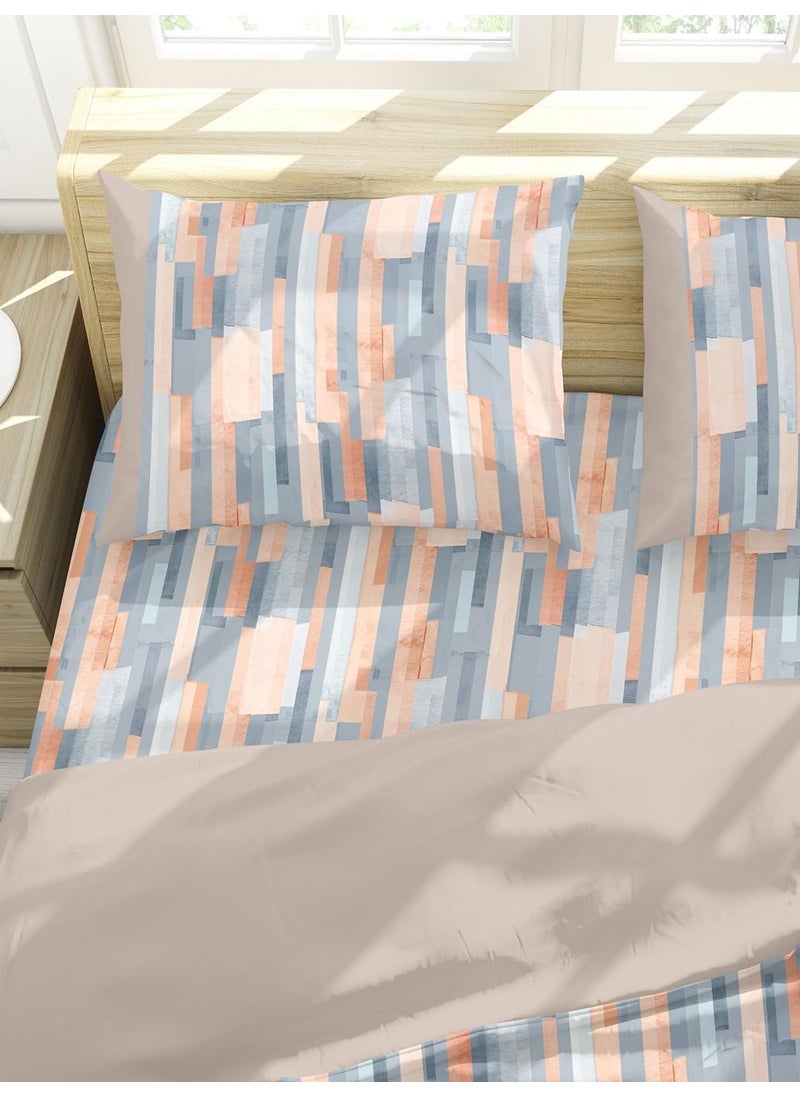 Himeya 100 Cotton Bliss Percale Printed 1 Piece Double Duvet Cover Rille Tea Rose