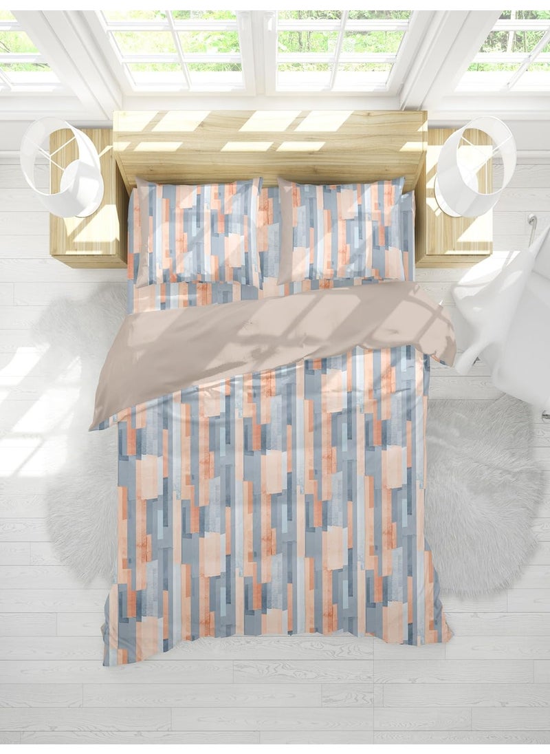 Himeya 100 Cotton Bliss Percale Printed 1 Piece Double Duvet Cover Rille Tea Rose